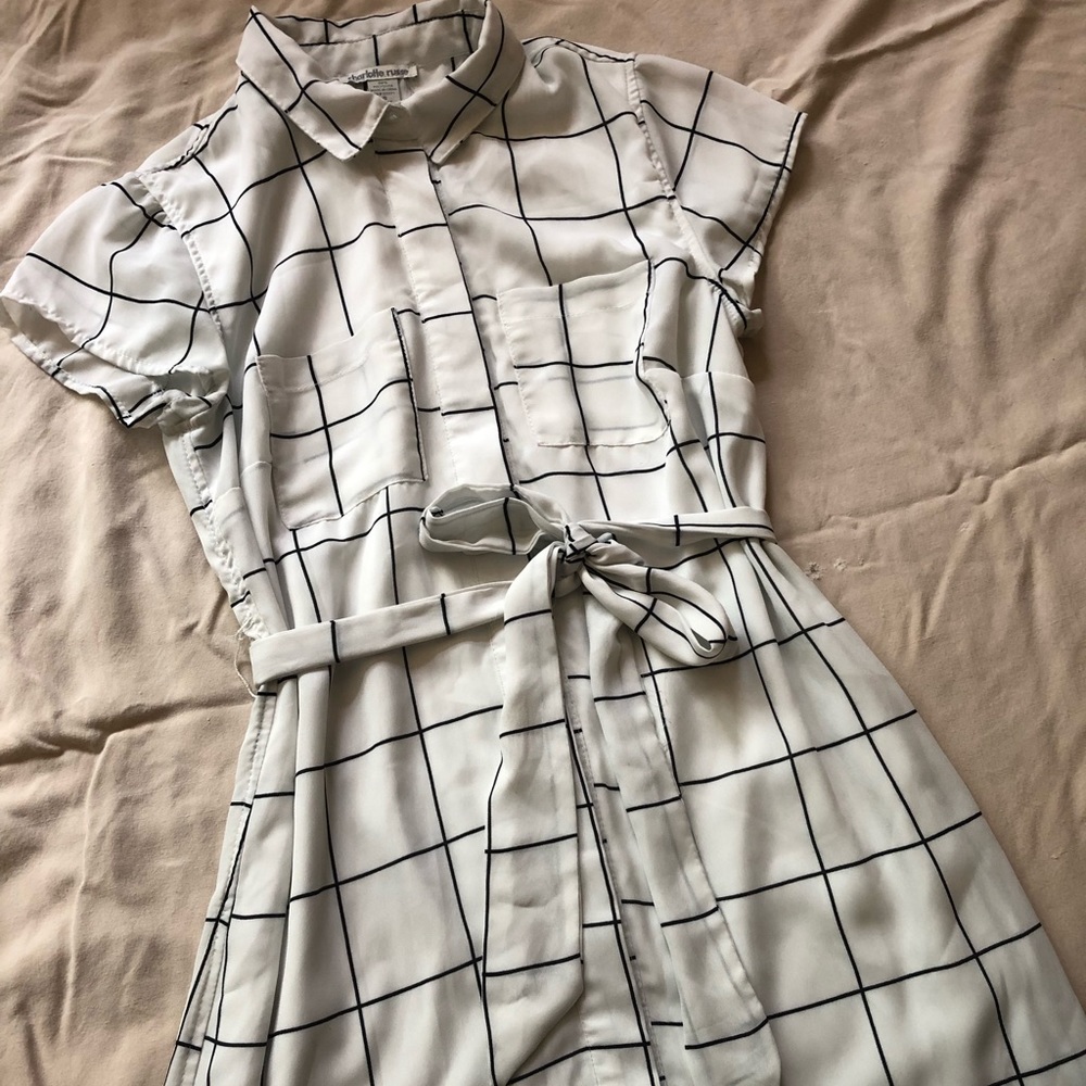 White and Black Grid Dress